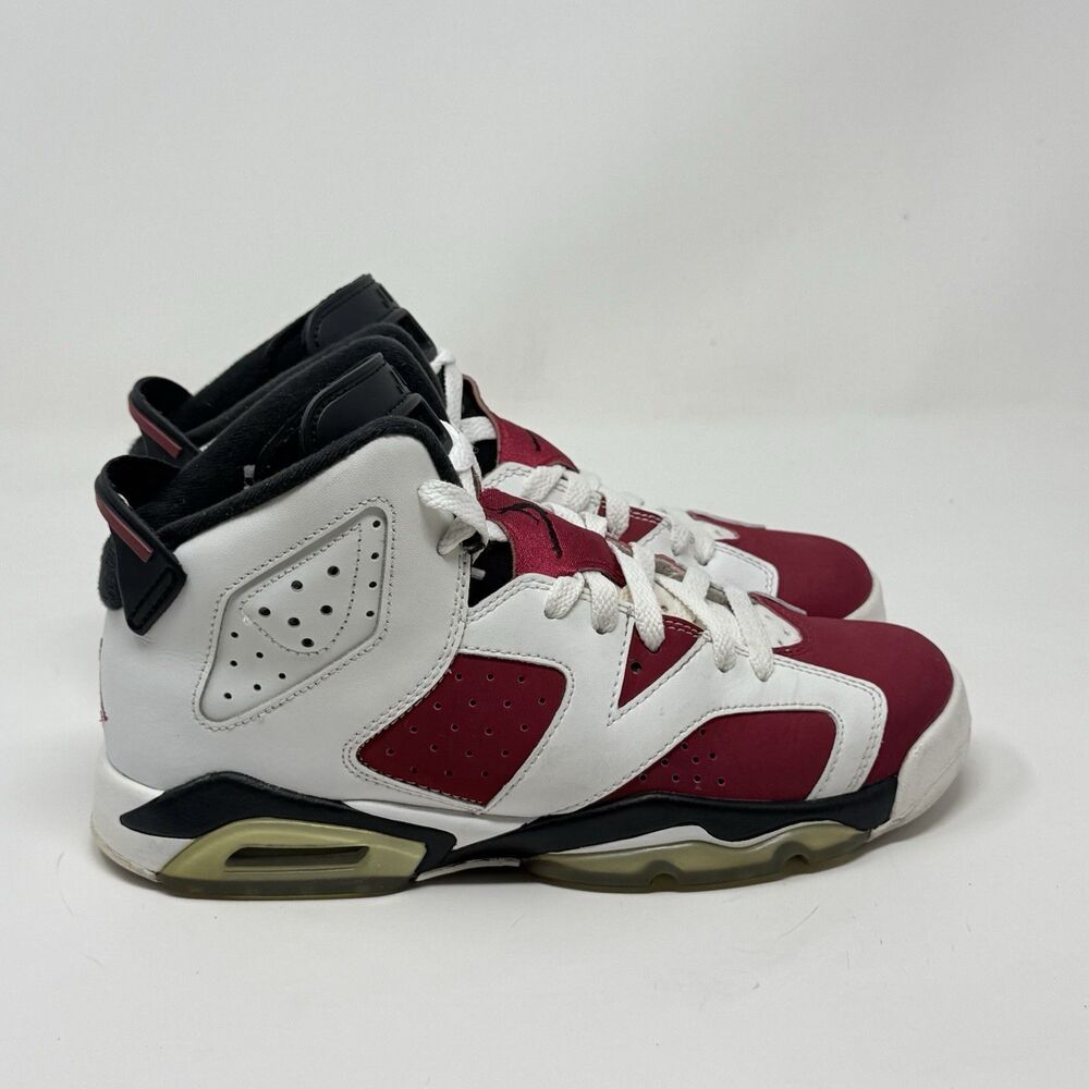 Nike Air Jordan 6 Retro Sneakers Shoes Boys 6.5 Carmine White Red 384665-160